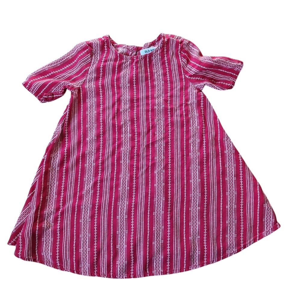 Old Navy Pink Tangiers Elbow Sleeve Swing Dress 100% Rayon Size 3T